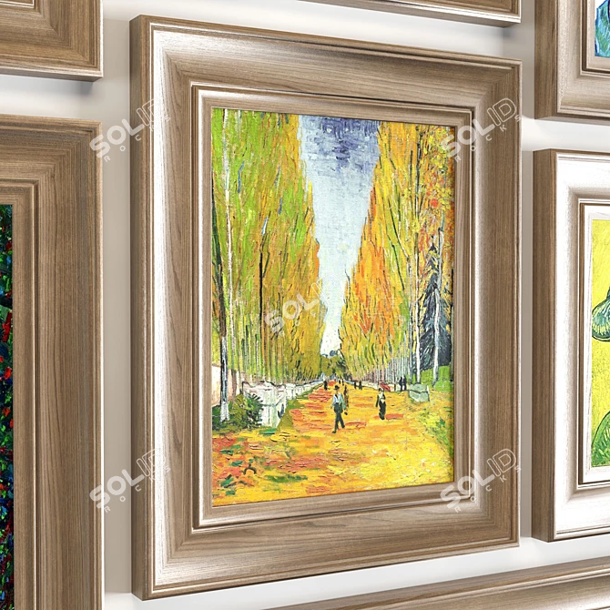 Van Gogh Wood Frame Art 3D model image 4