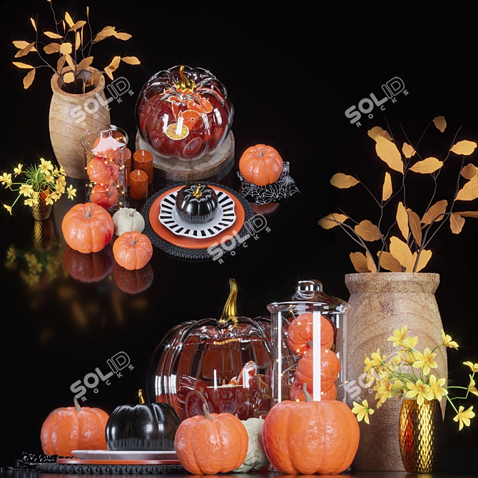 Autumn Harvest: Set of 8 Decorative Pumpkin Decor 3D model image 2