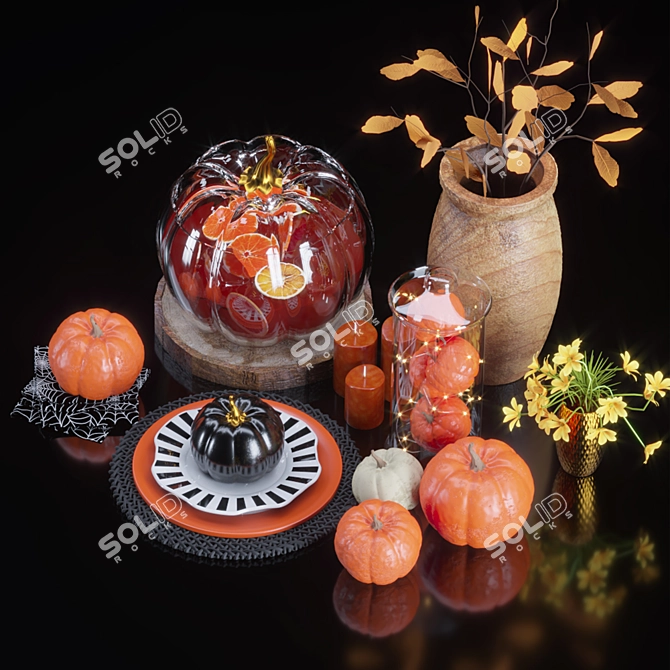 Autumn Harvest: Set of 8 Decorative Pumpkin Decor 3D model image 3