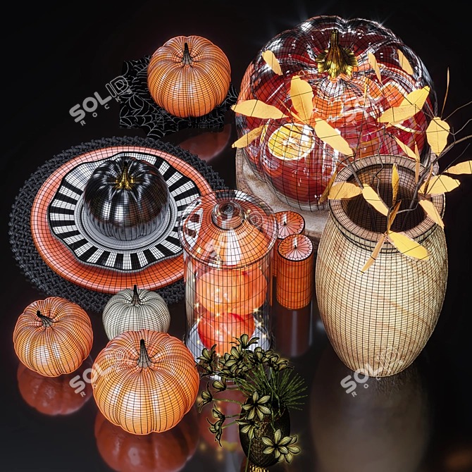 Autumn Harvest: Set of 8 Decorative Pumpkin Decor 3D model image 4