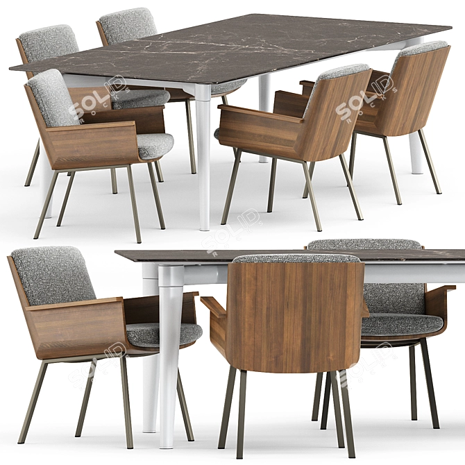 DAIKI OUTDOOR Little Armchair & PENTHOUSE Table Set 3D model image 1