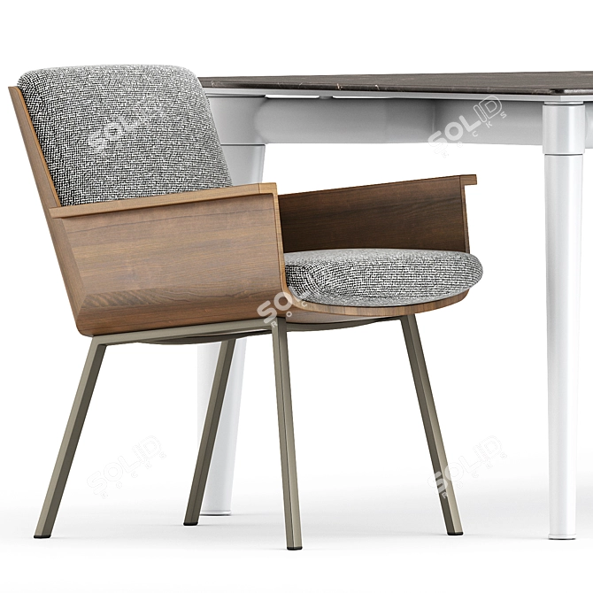 DAIKI OUTDOOR Little Armchair & PENTHOUSE Table Set 3D model image 2