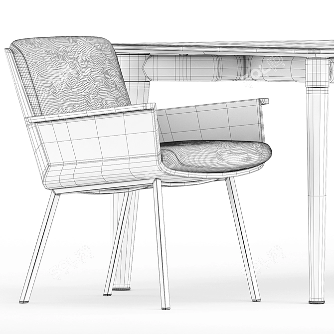 DAIKI OUTDOOR Little Armchair & PENTHOUSE Table Set 3D model image 5