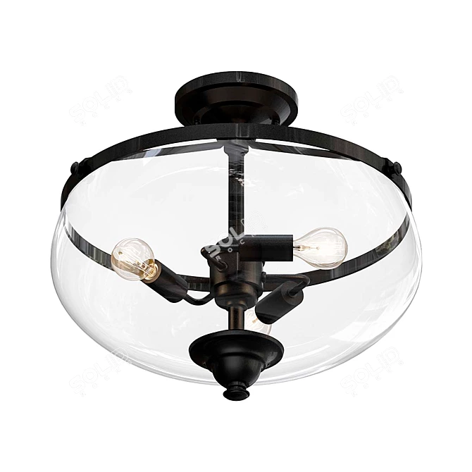 Onion Glass Bowl Light: Illuminate with Elegance 3D model image 1