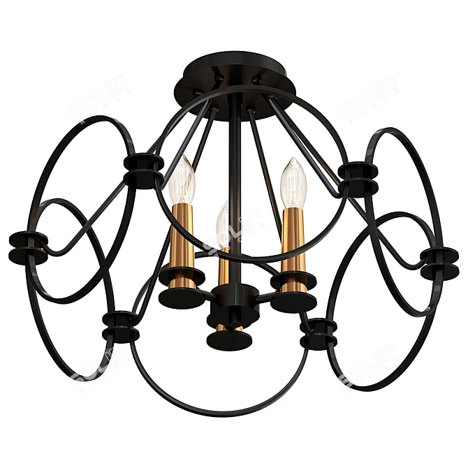 Sleek Ring Ceiling Light 3D model image 1