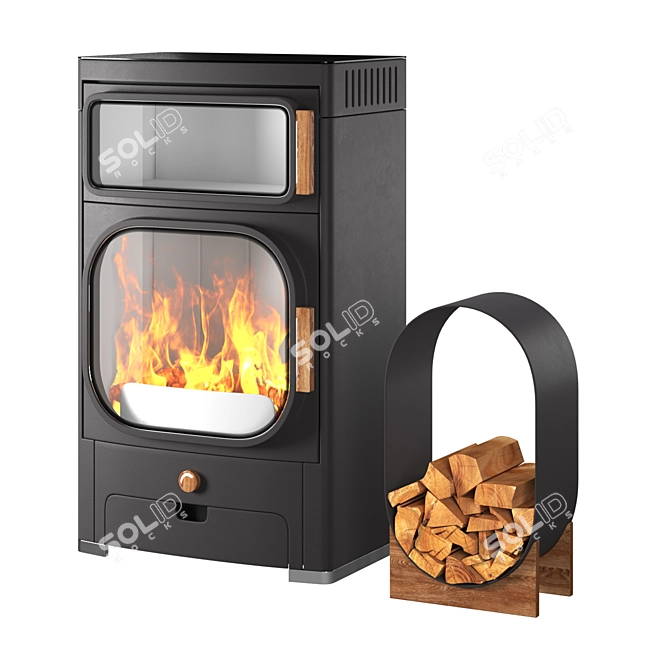 Austroflamm Heidi Back: Stylish Cast Iron Fireplace 3D model image 4