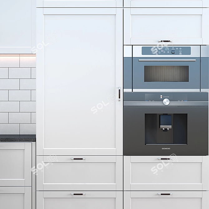 Modern Kitchen 2: Lerhyttan Door, Hillesjön Sink, Coffee Machine, Microwave, Hood, Fridge 3D model image 10