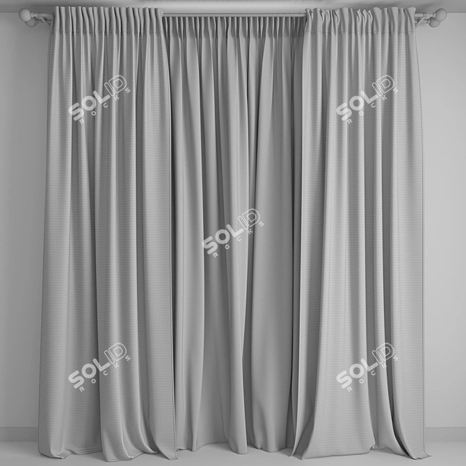 Elegant Window Curtains 3D model image 2