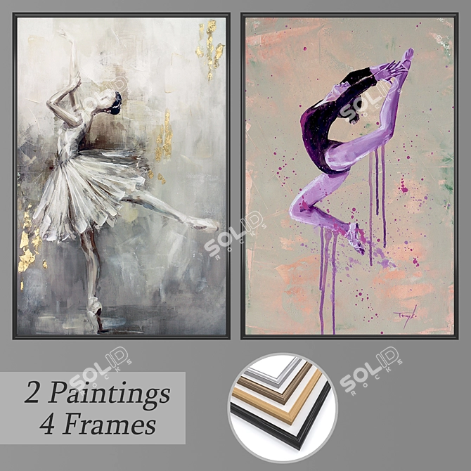 Diverse Framed Wall Art Set 3D model image 1