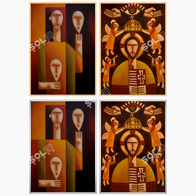 Versatile Set of Wall Paintings with Multiple Frame Options 3D model image 3