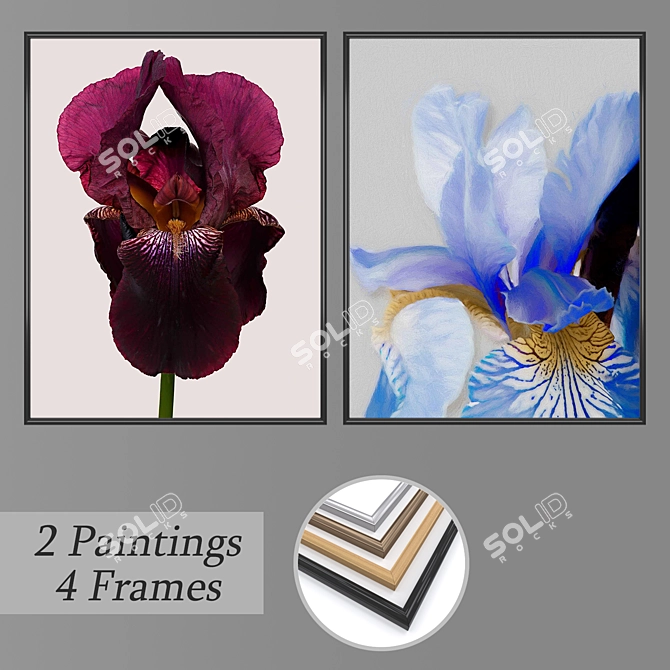 Modern Wall Art Set with Multiple Frame Options 3D model image 1