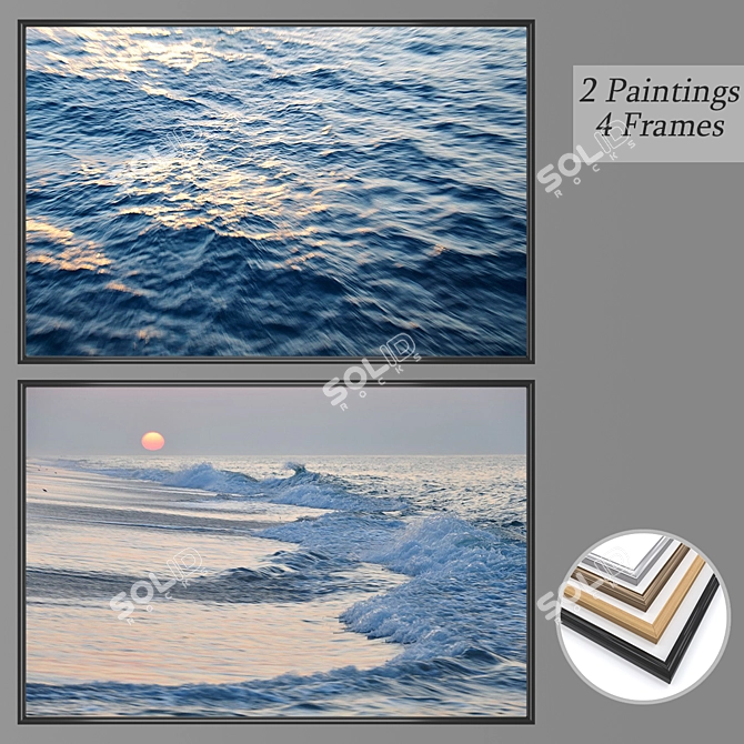 Modern Wall Art Set with Multiple Frames 3D model image 1