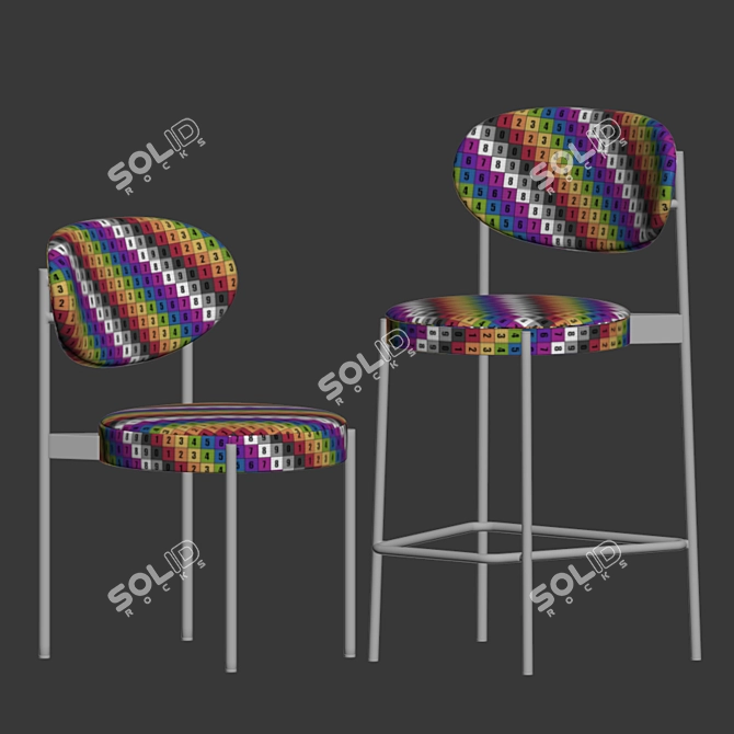 Lux Velvet Wonder Chair Set 3D model image 5