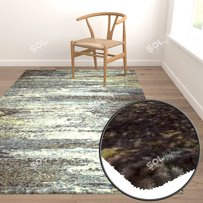 Luxury Carpet Collection - Set of 3 High-Quality Rugs 3D model image 5