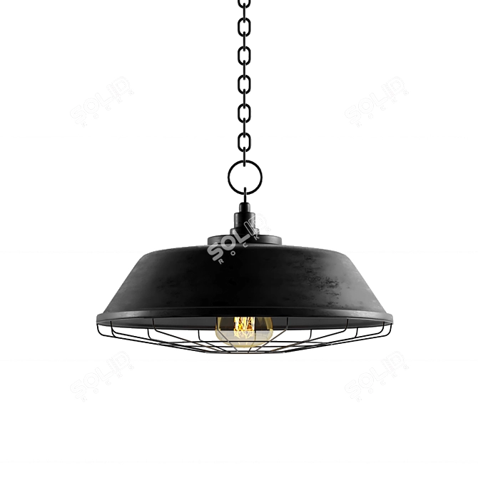 Sleek Black Cast Chandeliers 3D model image 4