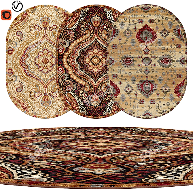 Premium Oval Rugs | Luxurious Textures 3D model image 1
