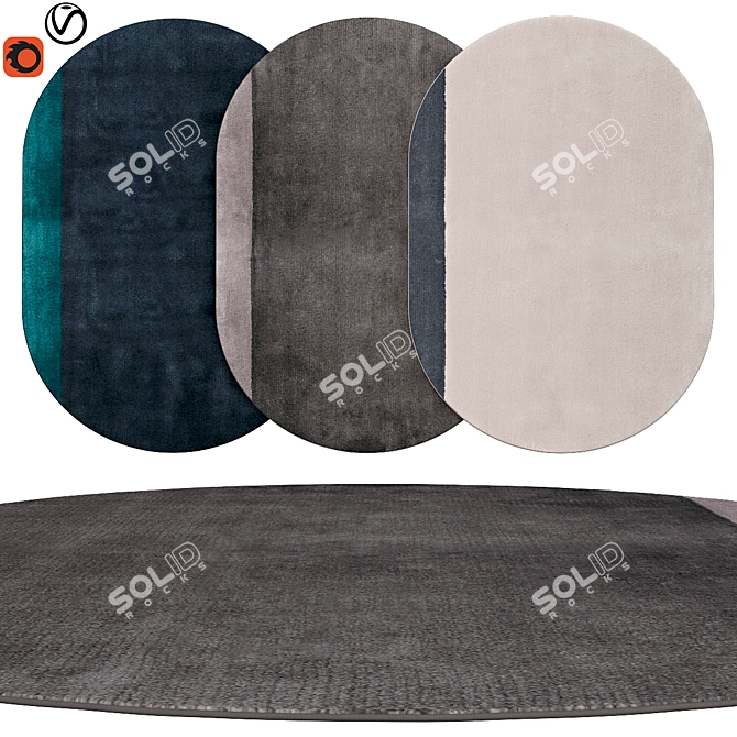 Premium Oval Rugs | High-Quality Textures 3D model image 1