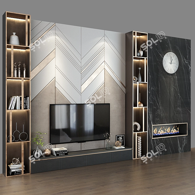 Sleek TV Shelf Organizer 3D model image 2