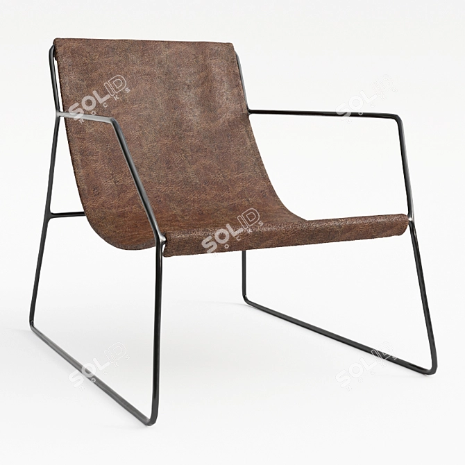 Elegant Leather Sling Chair 3D model image 1