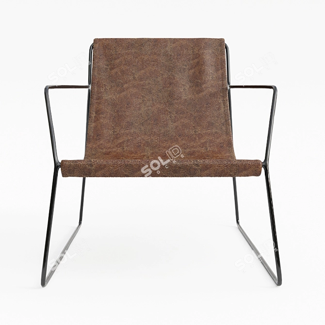 Elegant Leather Sling Chair 3D model image 2