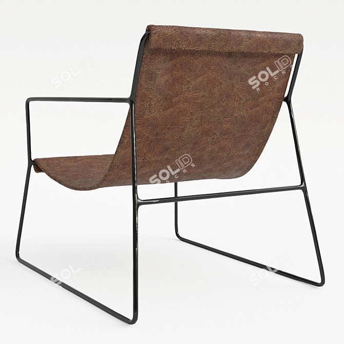 Elegant Leather Sling Chair 3D model image 3