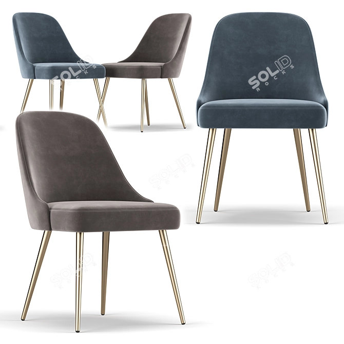 Elegant Mid-Century Dining Chair 3D model image 1