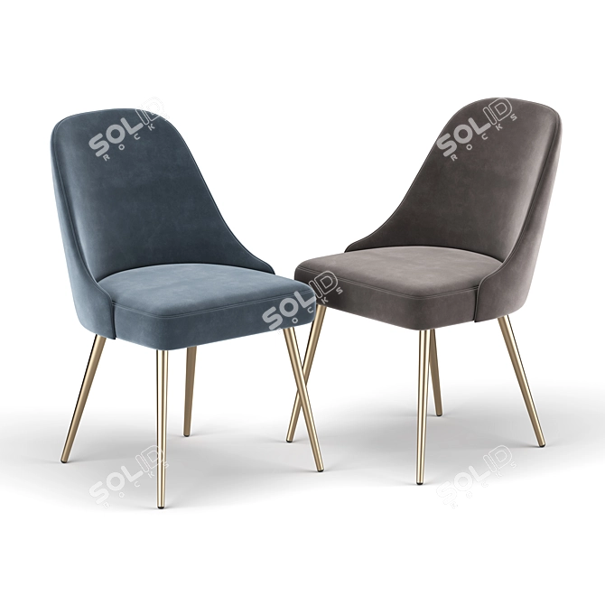 Elegant Mid-Century Dining Chair 3D model image 4