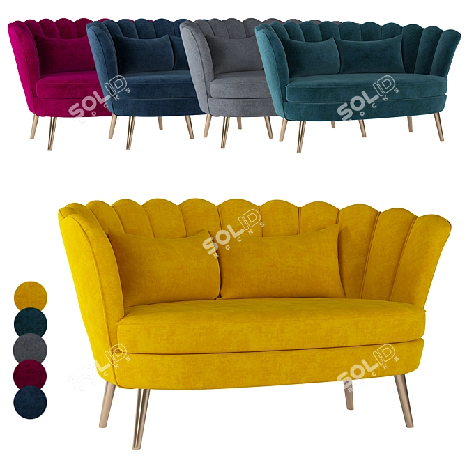 Sleek Santena 2 Seater Sofa 3D model image 1