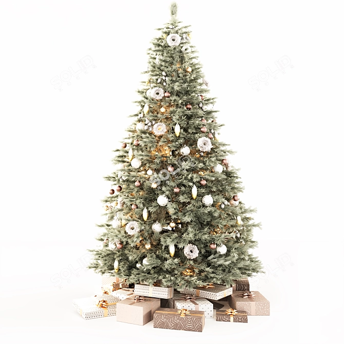 Festive Christmas Tree with Gifts 3D model image 2