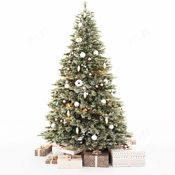 Festive Christmas Tree with Gifts 3D model image 3