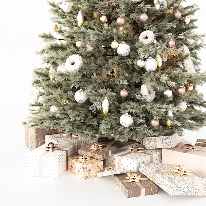 Festive Christmas Tree with Gifts 3D model image 4