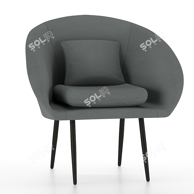 Classic Grey Round Armchair 3D model image 1