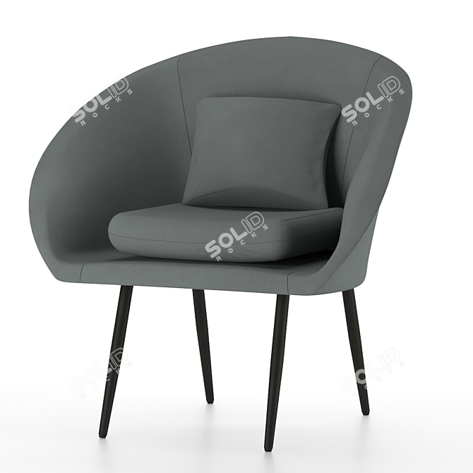 Classic Grey Round Armchair 3D model image 3