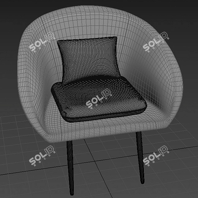 Classic Grey Round Armchair 3D model image 4