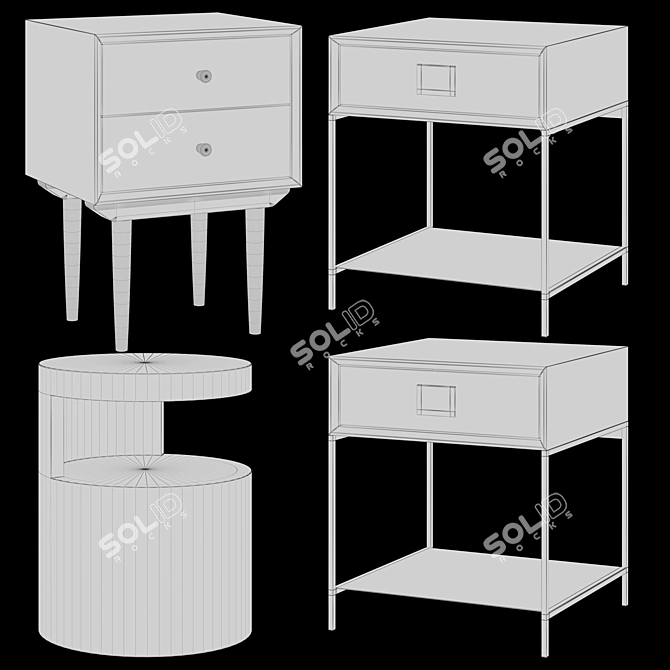 Title: Retro meets Modern Bedside Table 3D model image 2