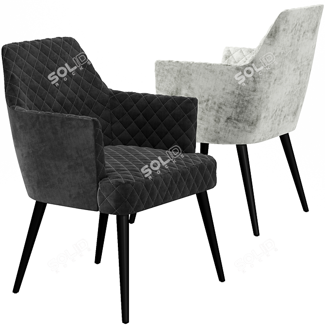 Elegant Diamond Stitched Dining Chair 3D model image 3