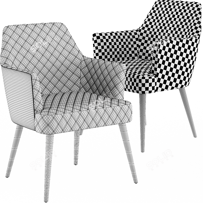 Elegant Diamond Stitched Dining Chair 3D model image 4