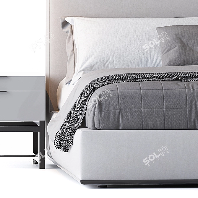 Modern Minimalist Powell Bed 3D model image 3