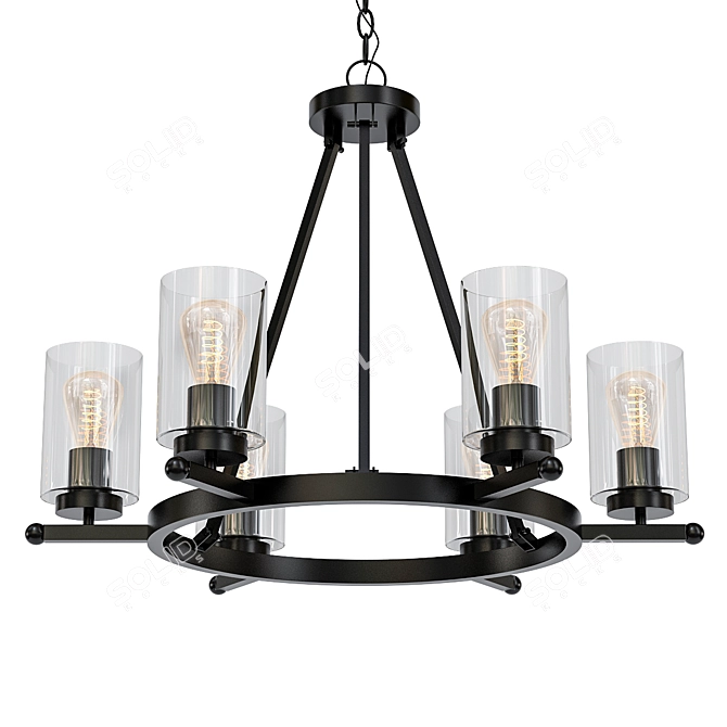 Holman Industrial Bronze Chandelier 3D model image 1