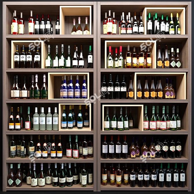 Supermarket Wine Fridge: Alcohol, Sparkling, Showcase 3D model image 1
