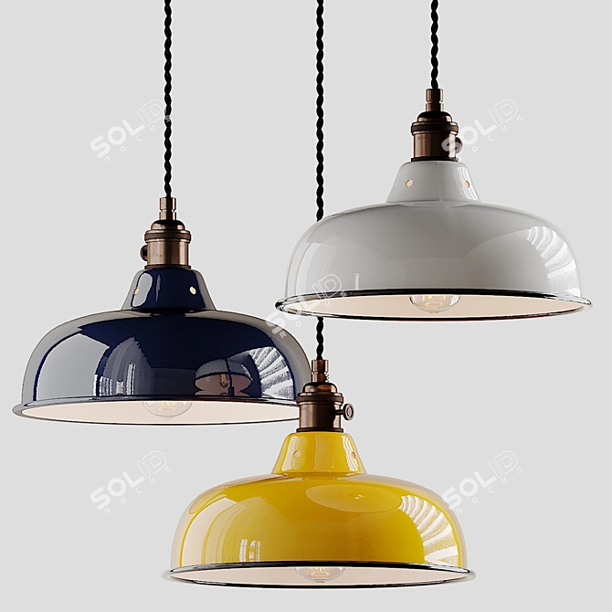 Enamel Pendant Lamp: ABAT JOUR EMAILLE 3D model image 2