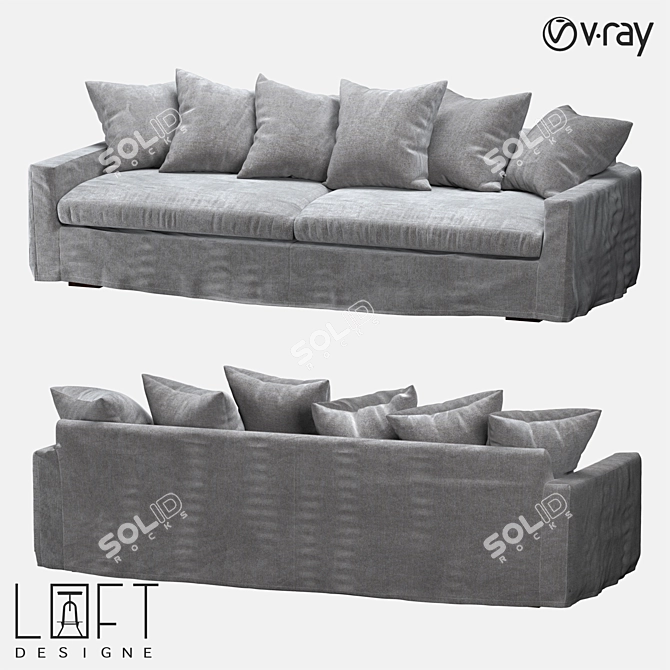 LoftDesigne 1812 Sofa: Stylish Wooden Frame, Cozy Fabric Upholstery 3D model image 1