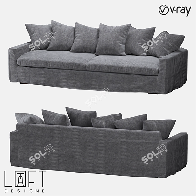 Modern LoftDesign 1813 Wooden Fabric Sofa 3D model image 1