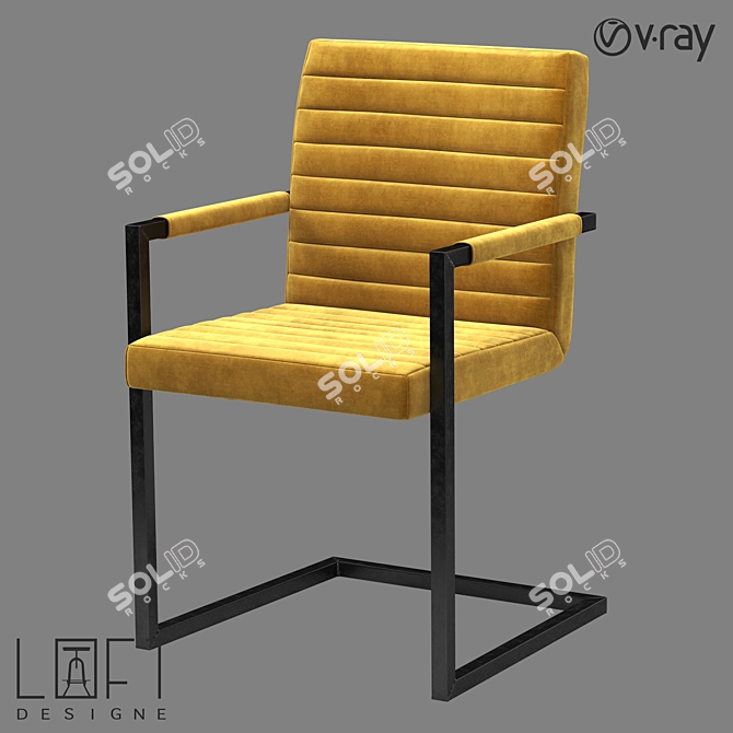 Modern Metal and Fabric Chair - LoftDesigne 3D model image 1