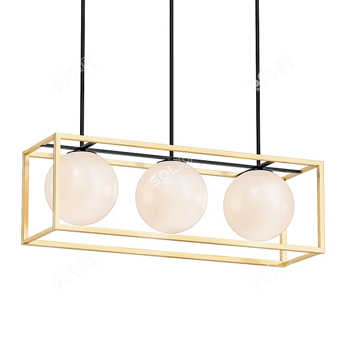 Modern Black-Gold Pendant Light 3D model image 1