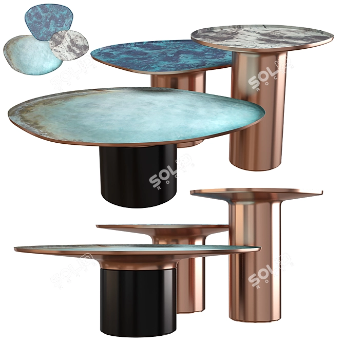  Elegant DROPS Table Set 3D model image 1