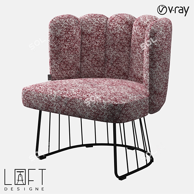 Stylish Metal and Fabric Chair 3D model image 1