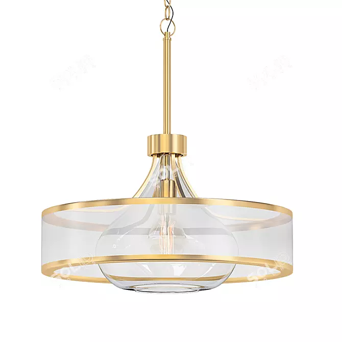 Warm Antique Brass Pendant Light 3D model image 1
