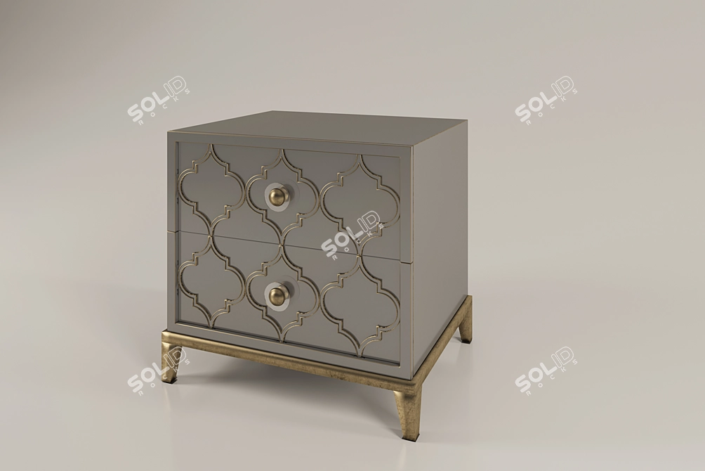 Sleek Night Stand in Oak 3D model image 1