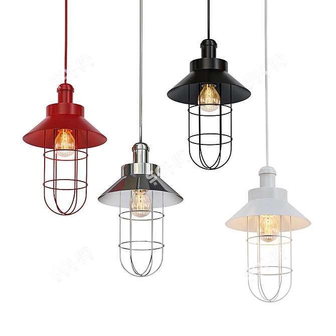 Industrial Loft Cage Pendant 3D model image 1